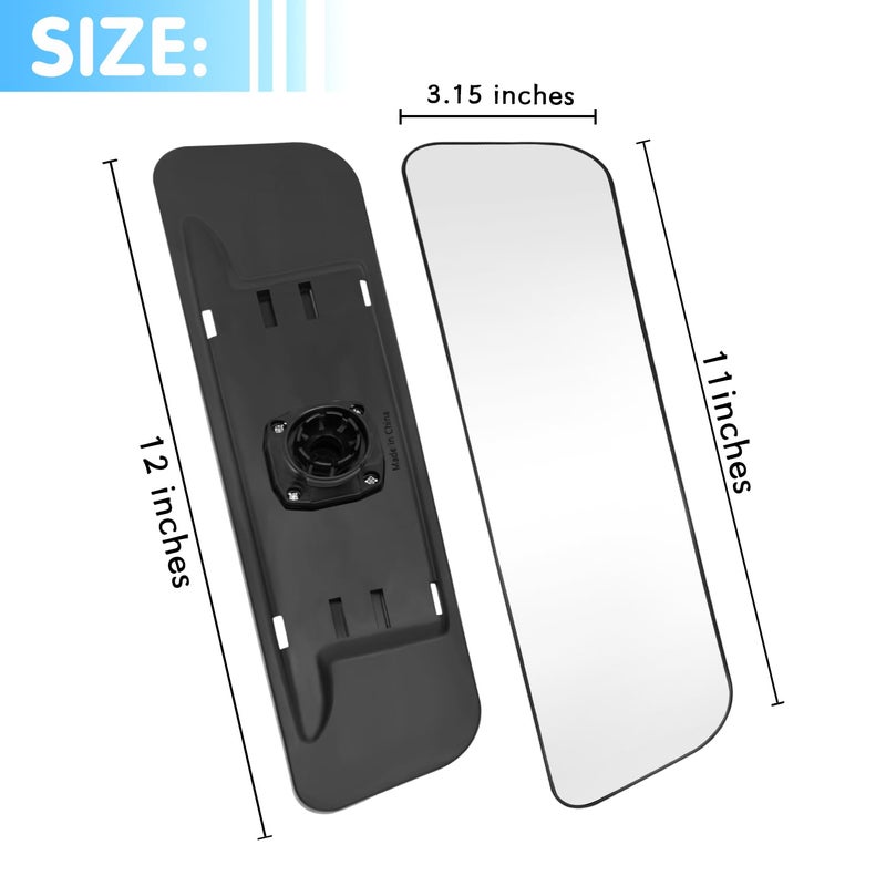 LECAMEBOR Rear View Mirror Universal Anti-glare HD Adjustable Car Panoramic Rear View Mirror with Suction Cup(Widen the Field of View-Sector/Trapezoid/Rounded Rectangle) - Image 2